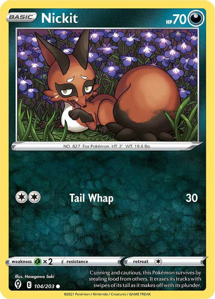 Nickit 104/203 — Evolving Skies Pokémon card