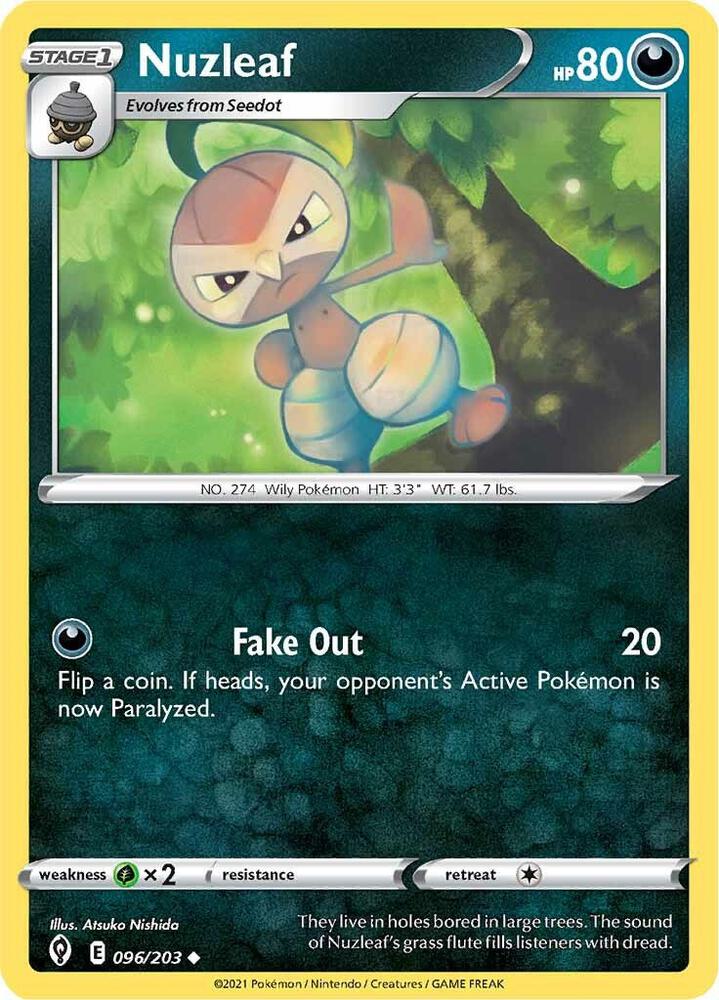 Nuzleaf 096/203 Reverse Holofoil — Evolving Skies Pokémon card