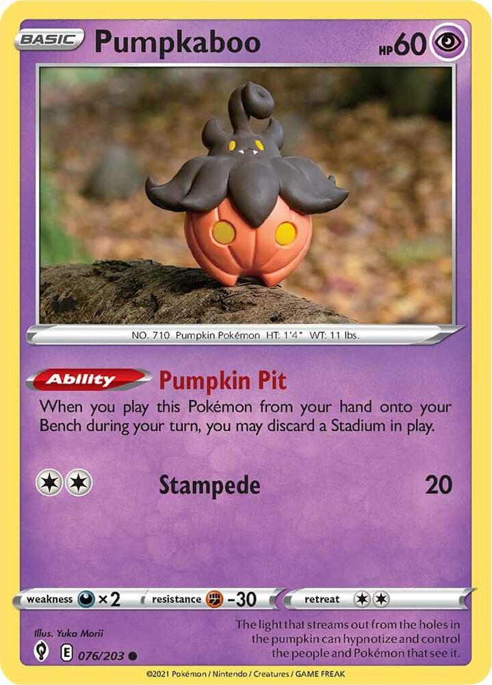 Pumpkaboo 076/203 — Evolving Skies Pokémon card