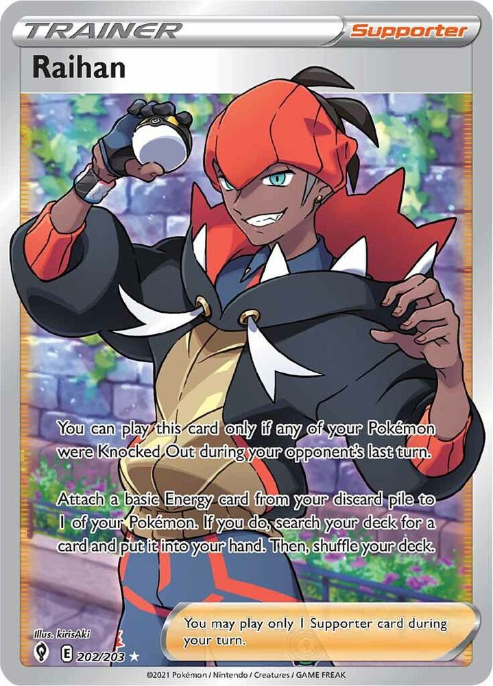 Raihan 202/203 Holofoil, Evolving Skies Pokémon card