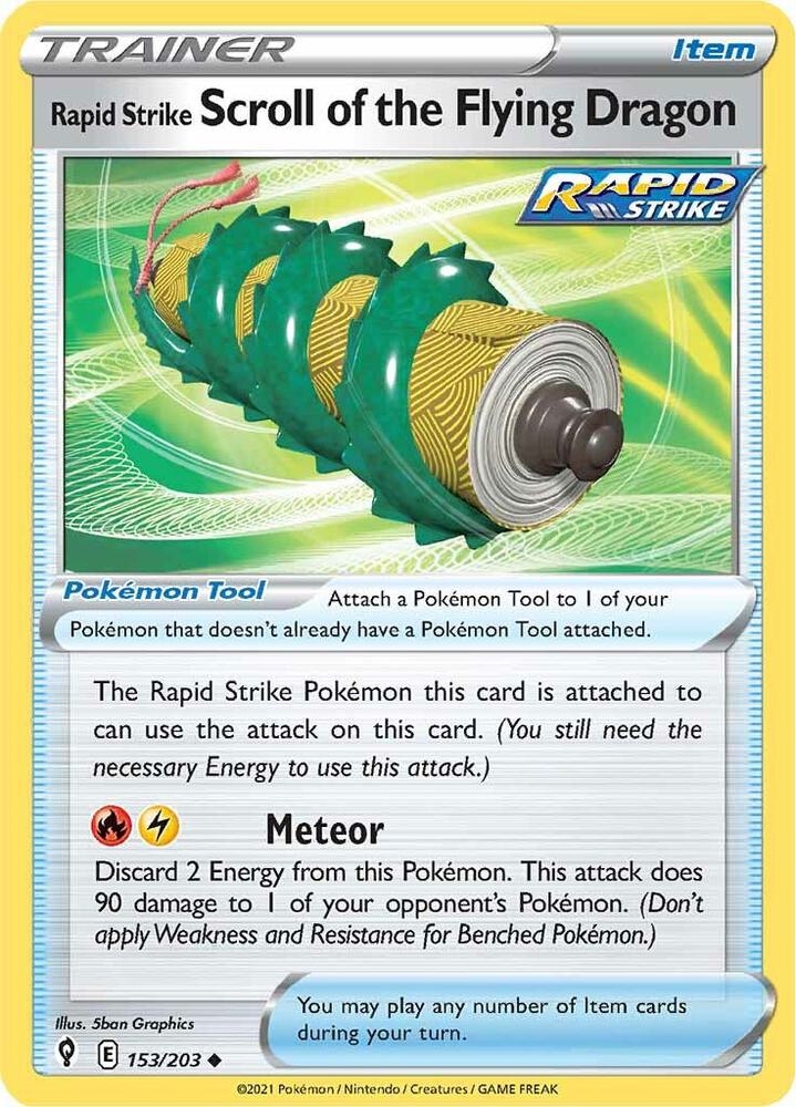 Rapid Strike Scroll of the Flying Dragon 153/203, Evolving Skies Pokémon card