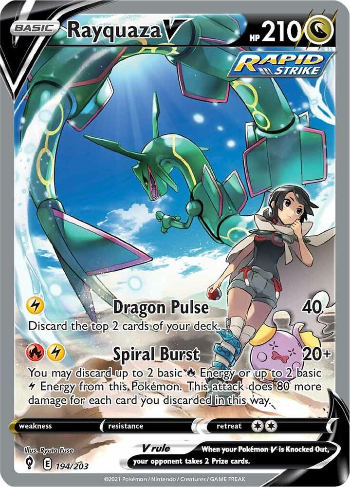 Rayquaza V 194/203 Holofoil, Evolving Skies Pokémon card