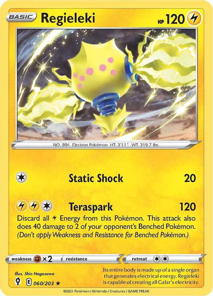 Regieleki 060/203 Reverse Holofoil, Evolving Skies Pokémon card