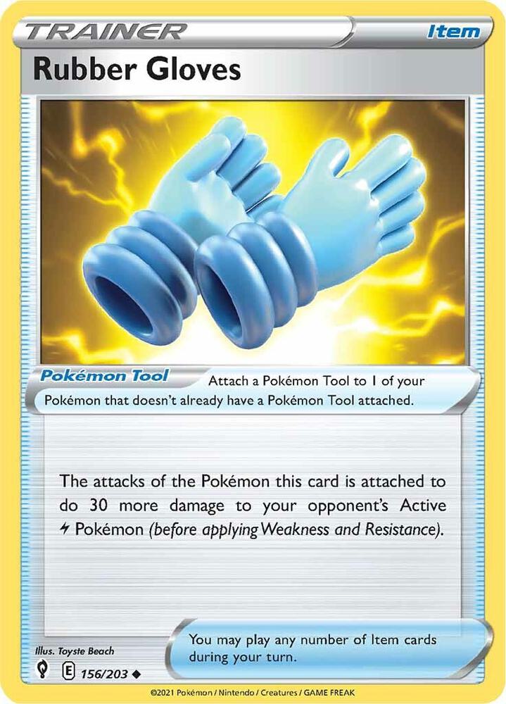 Rubber Gloves 156/203 Reverse Holofoil, Evolving Skies Pokémon card