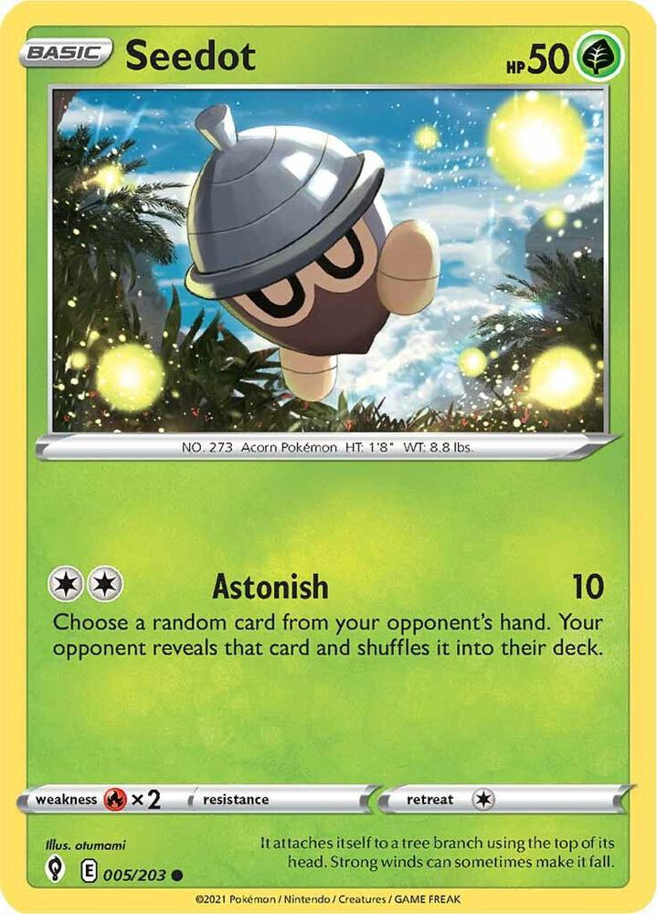 Seedot 005/203 Reverse Holofoil, Evolving Skies Pokémon card