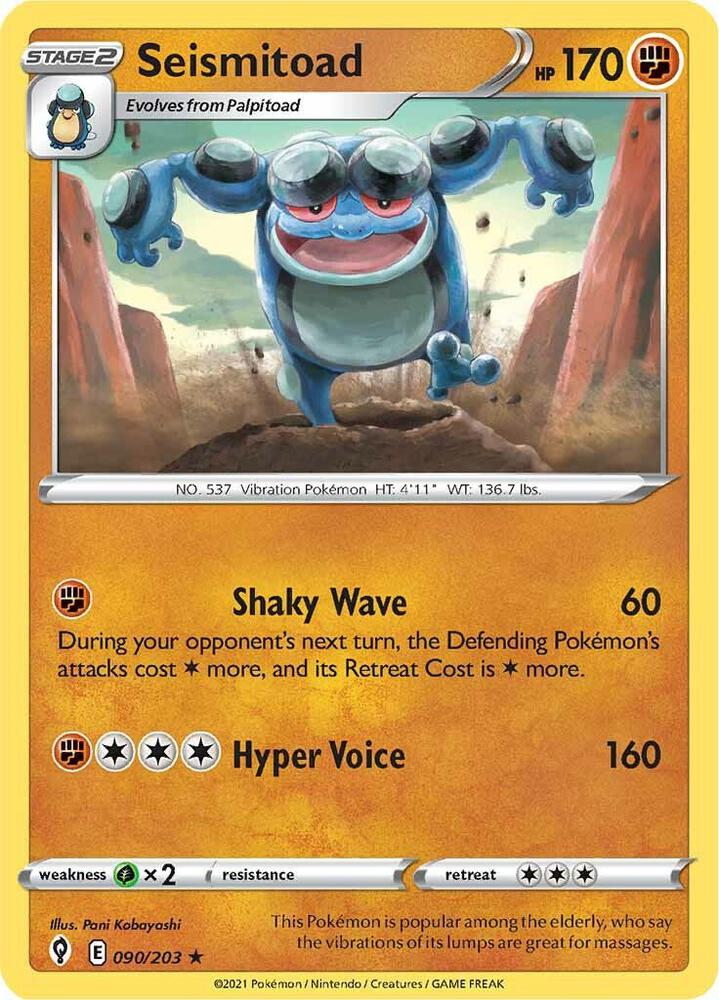 Seismitoad 090/203, Evolving Skies Pokémon card