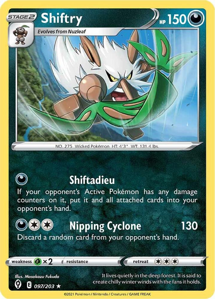 Shiftry 097/203 Reverse Holofoil, Evolving Skies Pokémon card