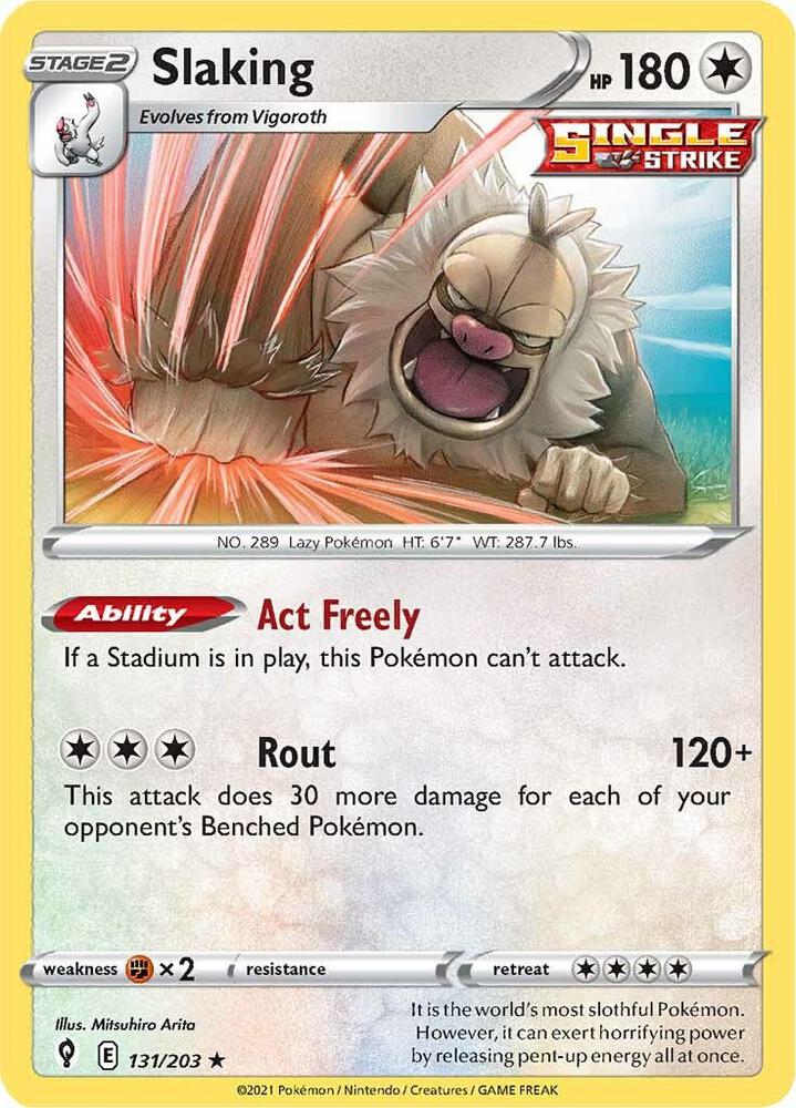 Slaking 131/203 Holofoil, Evolving Skies Pokémon card