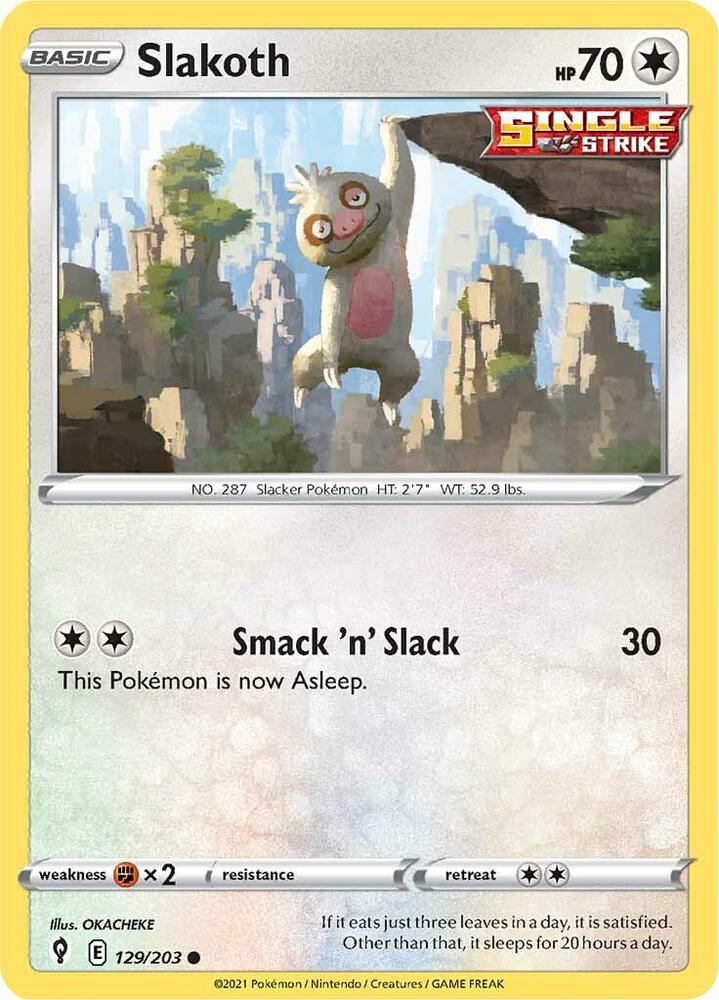 Slakoth 129/203, Evolving Skies Pokémon card