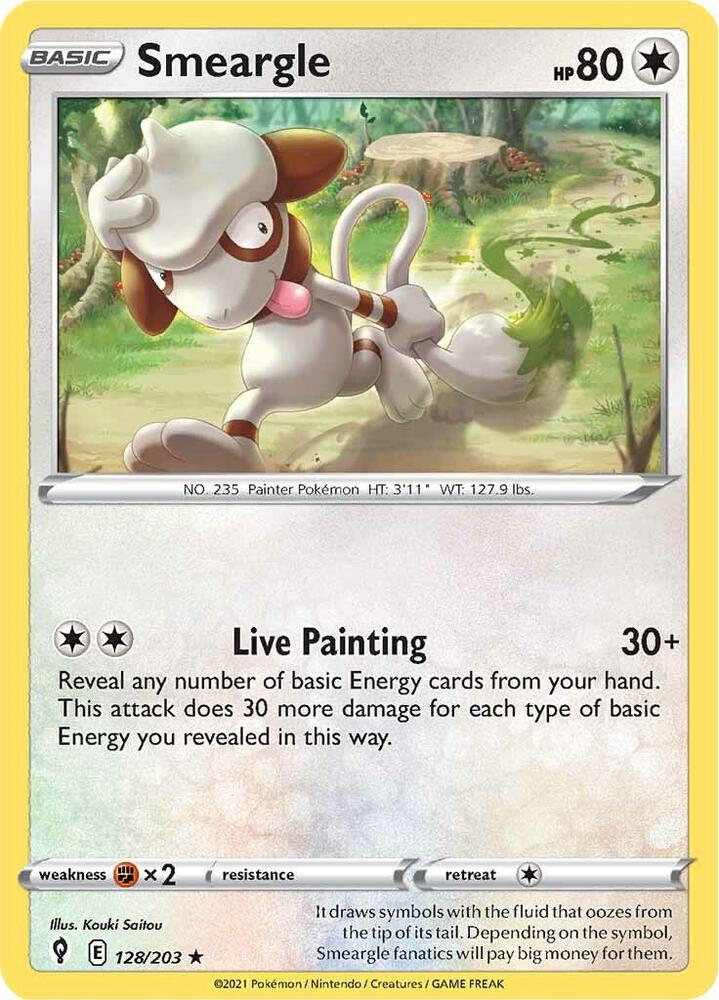 Smeargle 128/203, Evolving Skies Pokémon card