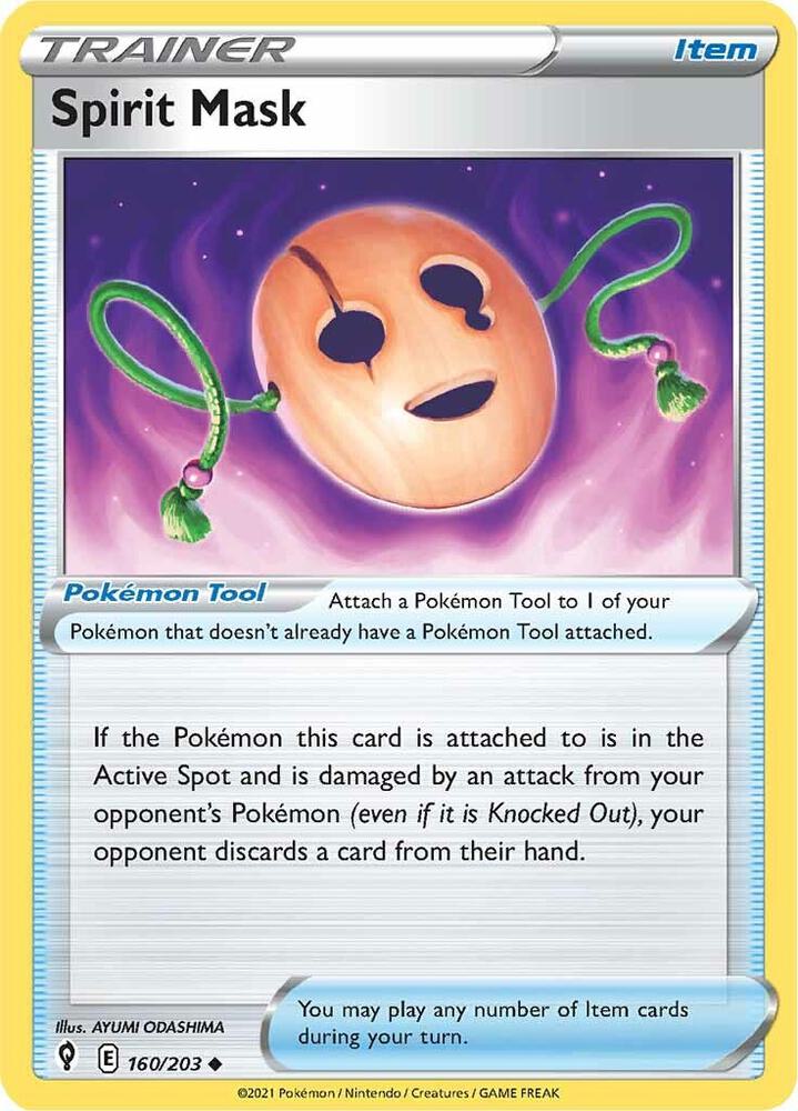 Spirit Mask 160/203 Reverse Holofoil, Evolving Skies Pokémon card