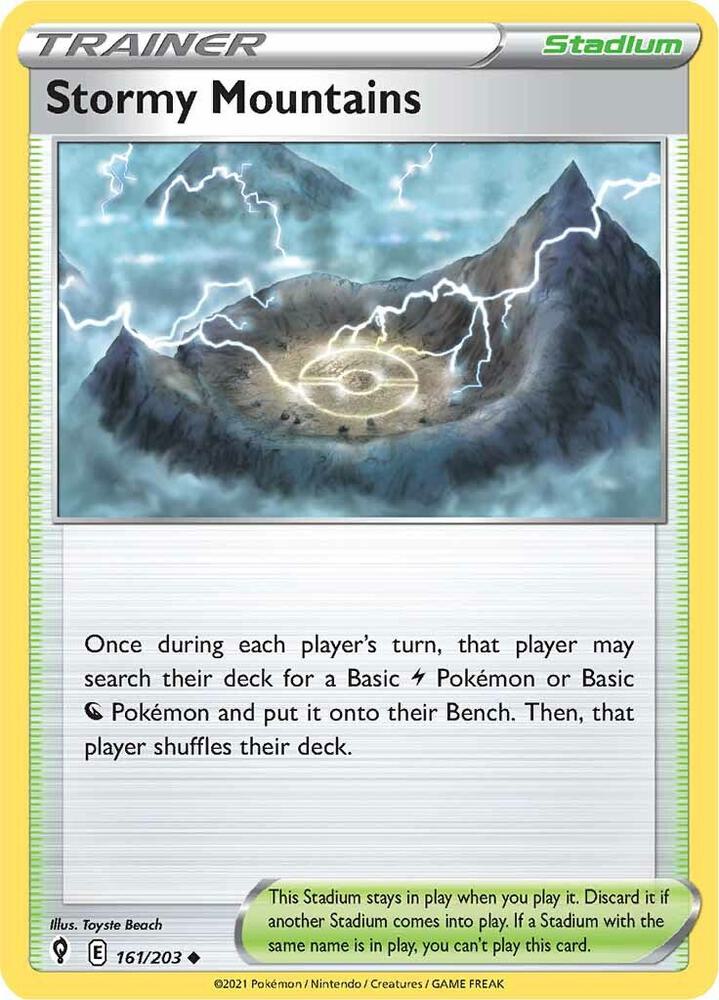 Stormy Mountains 161/203 Reverse Holofoil, Evolving Skies Pokémon card