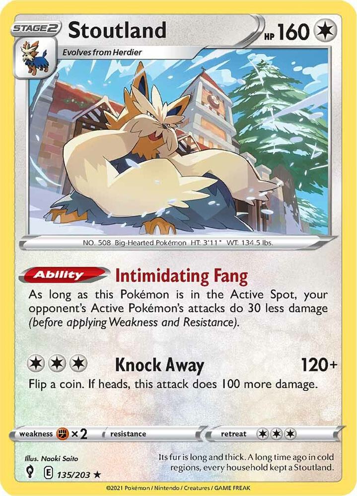 Stoutland 135/203, Evolving Skies Pokémon card