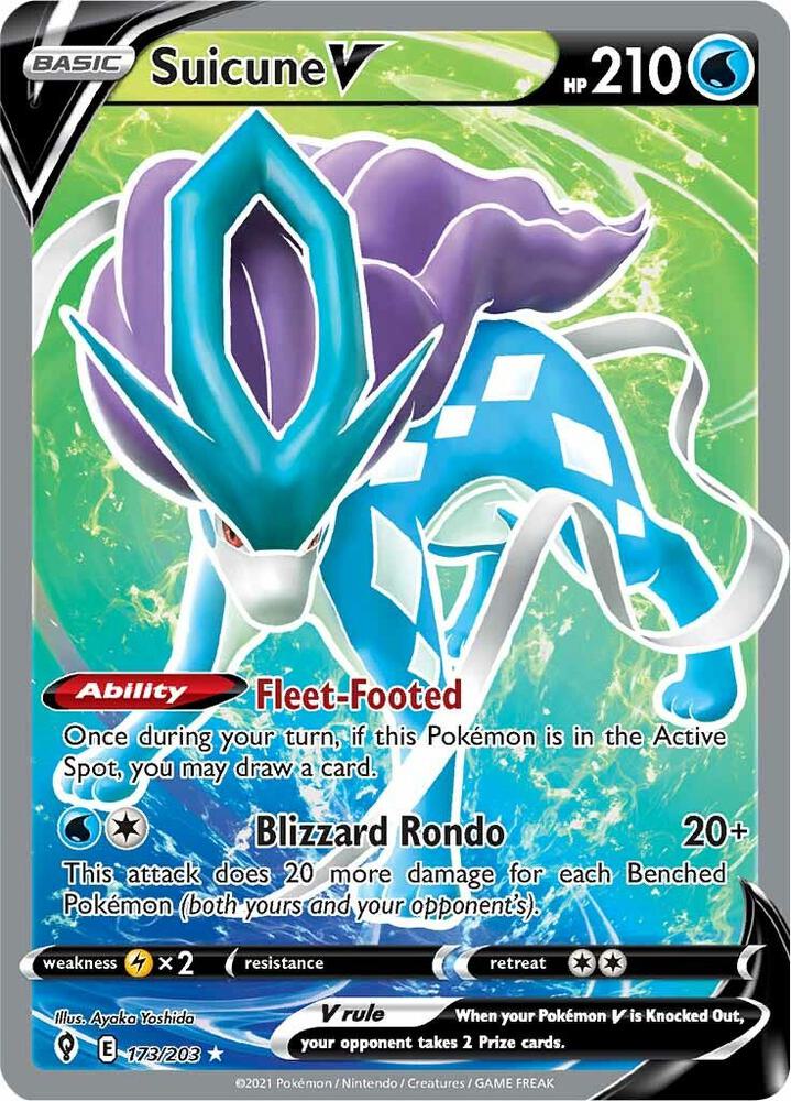 Suicune V 173/203 Holofoil, Evolving Skies Pokémon card