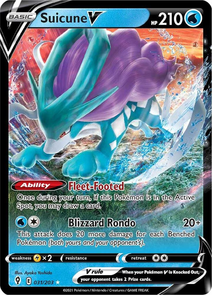 Suicune V 031/203 Holofoil, Evolving Skies Pokémon card