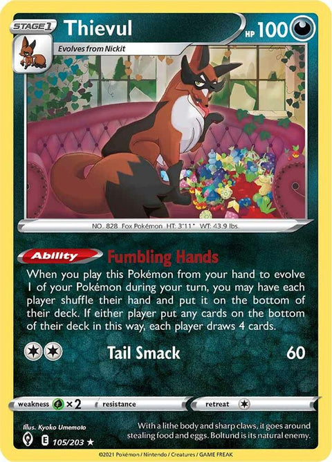 Pokemon - Evolving Skies - Thievul - 105/203 - Reverse Holofoil