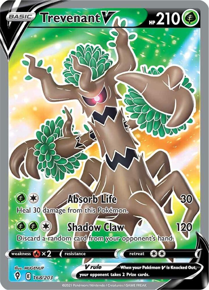 Trevenant V 168/203 Holofoil, Evolving Skies Pokémon card