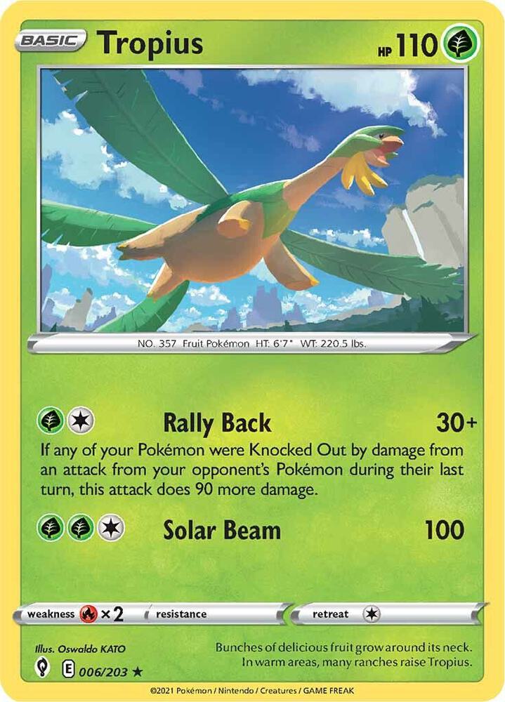 Tropius 006/203 Reverse Holofoil — Evolving Skies Pokémon card