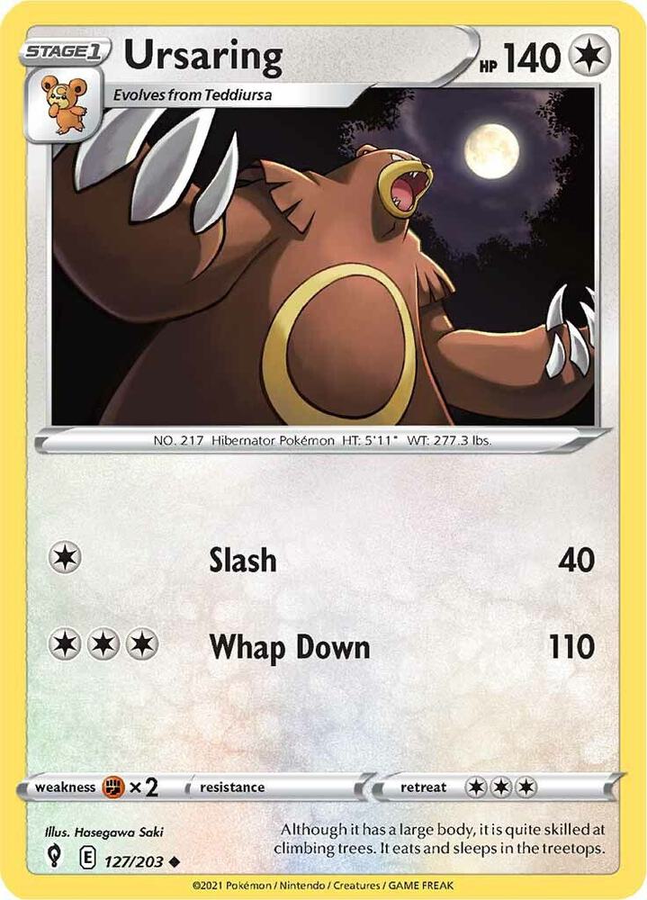 Ursaring 127/203 Reverse Holofoil — Evolving Skies Pokémon card