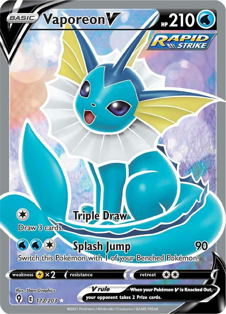 Vaporeon V 172/203 Holofoil, Evolving Skies Pokémon card