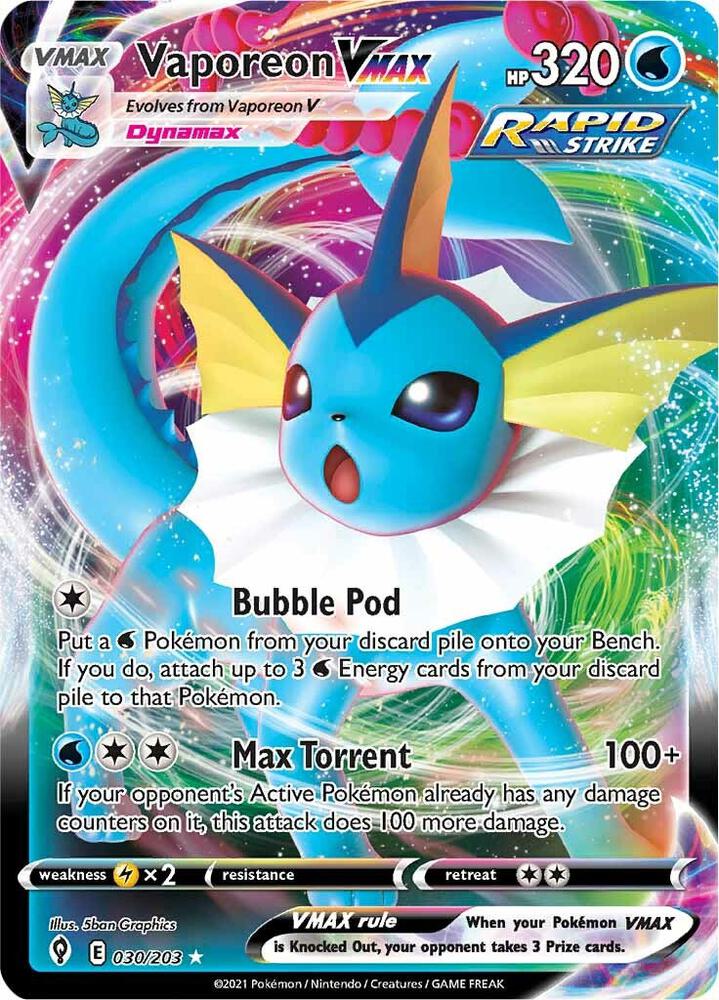 Vaporeon VMAX 030/203 Holofoil — Evolving Skies Pokémon card