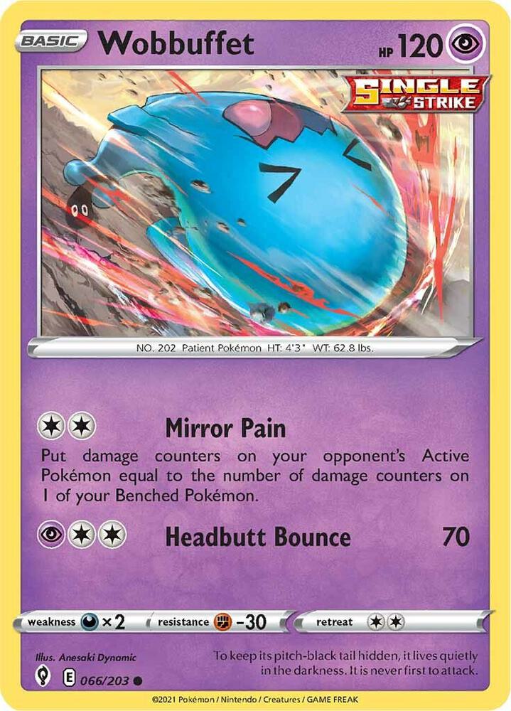 Wobbuffet 066/203 Reverse Holofoil — Evolving Skies Pokémon card