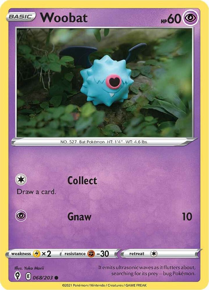 Woobat 068/203 Reverse Holofoil — Evolving Skies Pokémon card