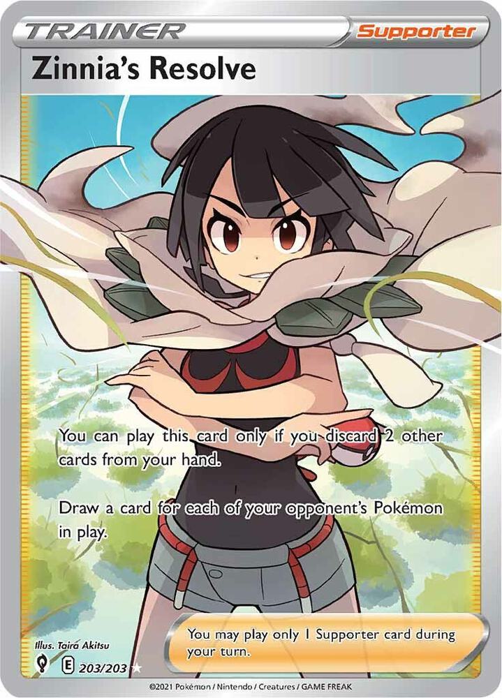 Zinnia's Resolve 203/203 Holofoil, Evolving Skies Pokémon card