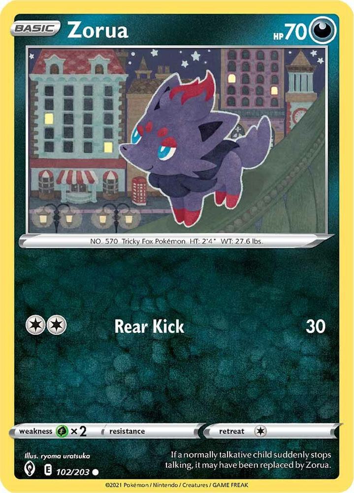 Zorua 102/203 — Evolving Skies Pokémon card