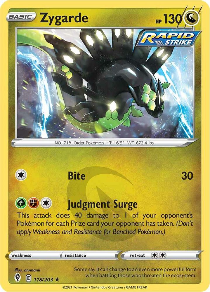 Zygarde 118/203 Reverse Holofoil — Evolving Skies Pokémon card