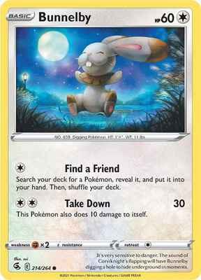 Bunnelby 214/264 Reverse Holofoil — Fusion Strike Pokémon card