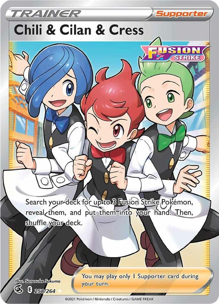 Chili & Cilan & Cress 258/264 Holofoil — Fusion Strike Pokémon card