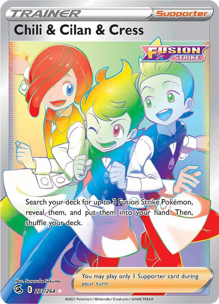 Chili & Cilan & Cress 273/264 Holofoil — Fusion Strike Pokémon card