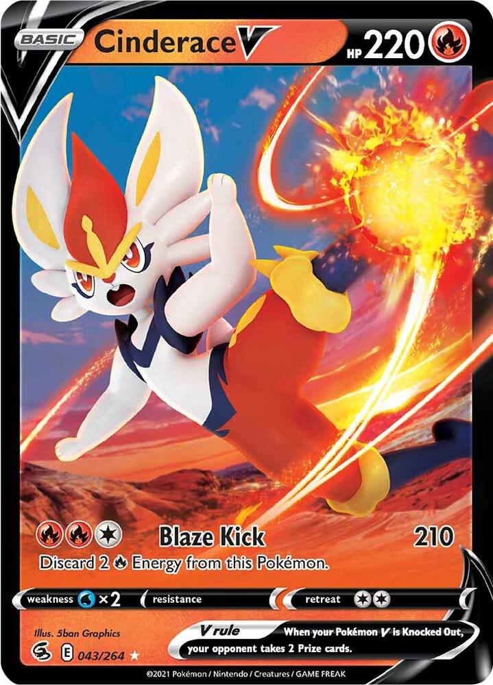 Cinderace V 043/264 Holofoil — Fusion Strike Pokémon card