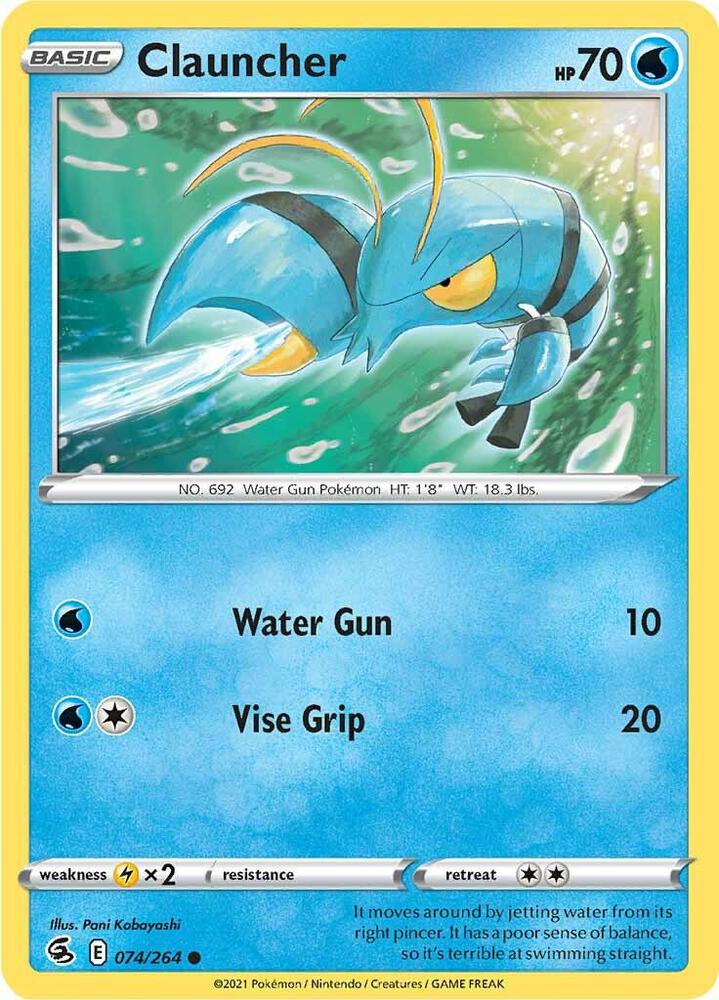 Clauncher 074/264 — Fusion Strike Pokémon card