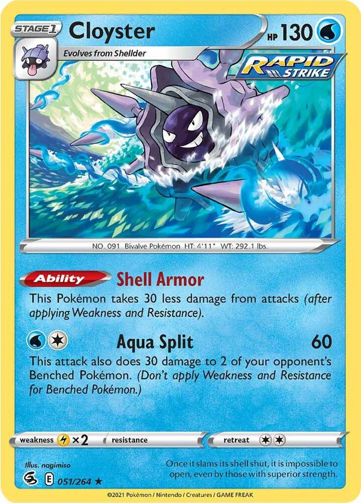 Cloyster 051/264 Reverse Holofoil — Fusion Strike Pokémon card