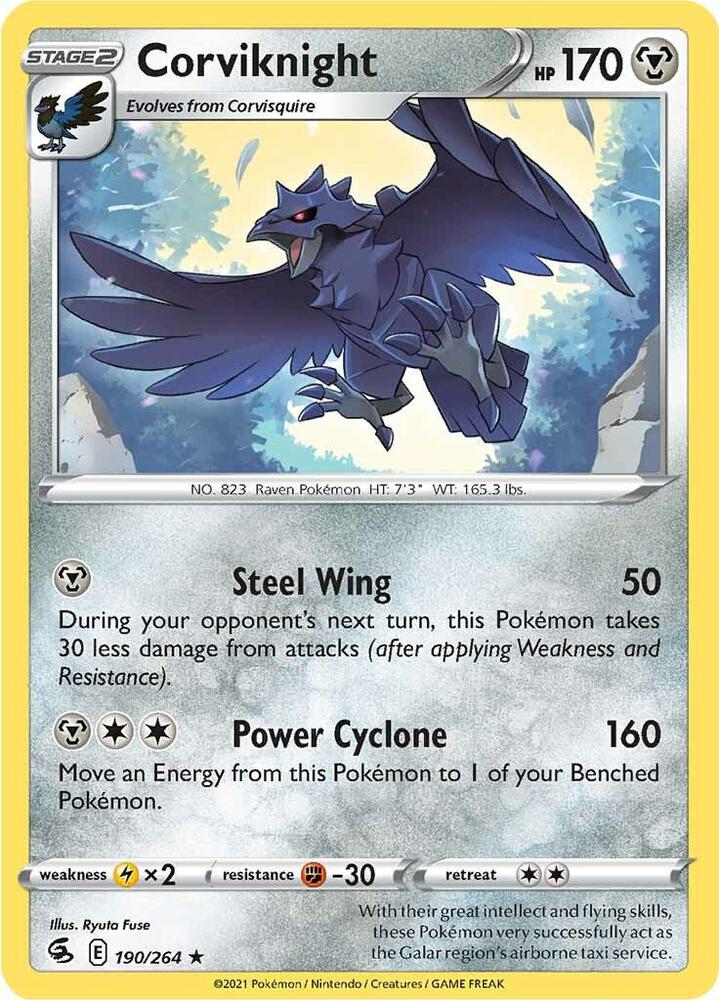 Corviknight 190/264 Reverse Holofoil — Fusion Strike Pokémon card