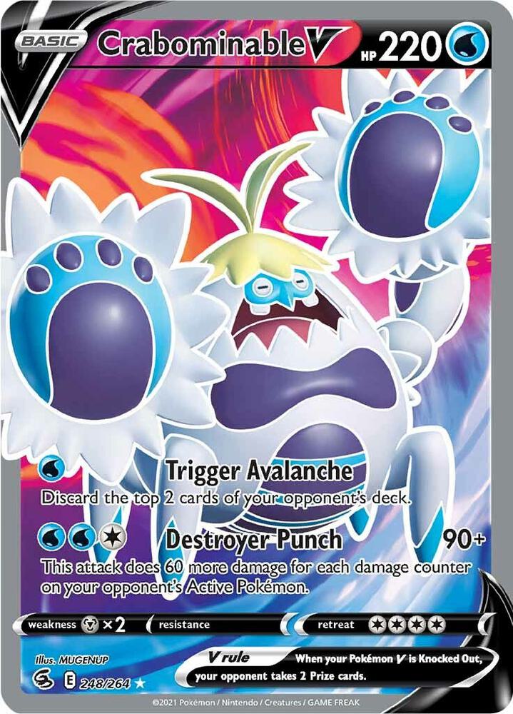 Crabominable V 248/264 Holofoil — Fusion Strike Pokémon card