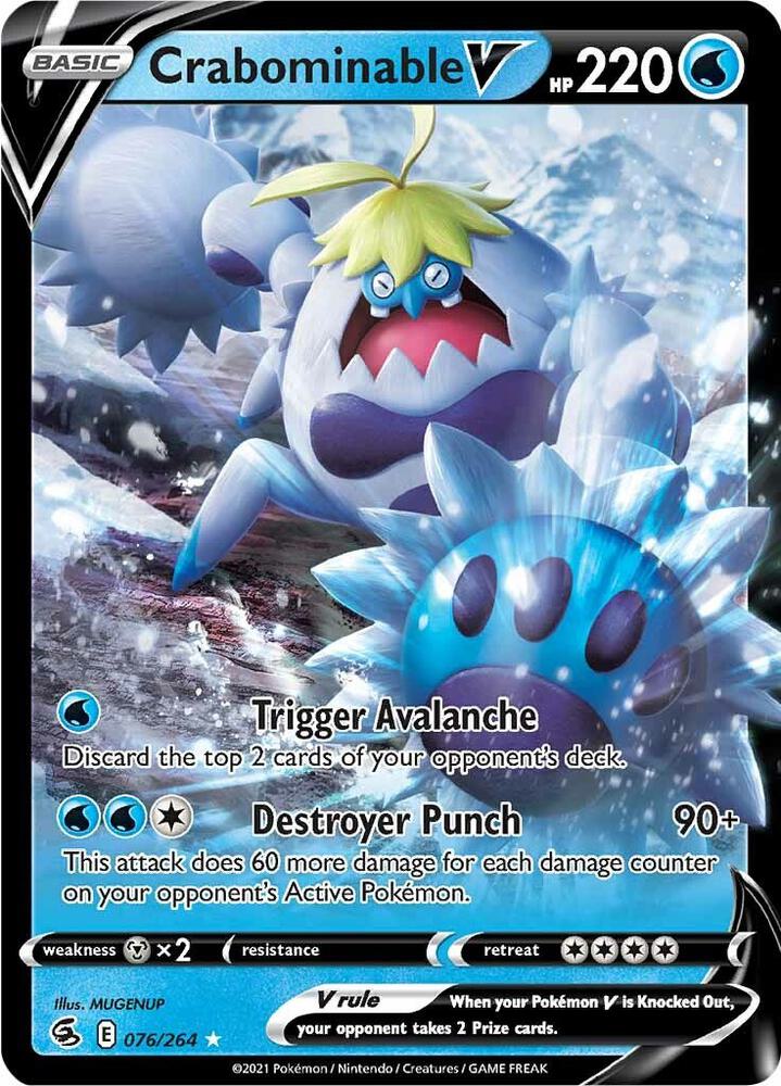 Crabominable V 076/264 Holofoil — Fusion Strike Pokémon card