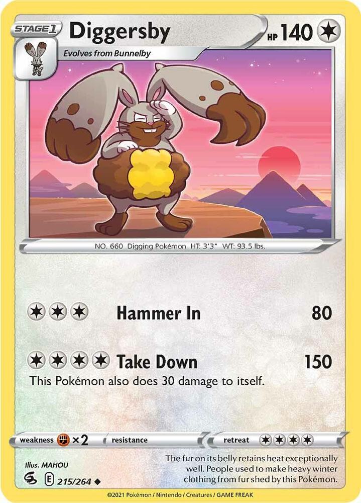 Diggersby 215/264 Reverse Holofoil — Fusion Strike Pokémon card