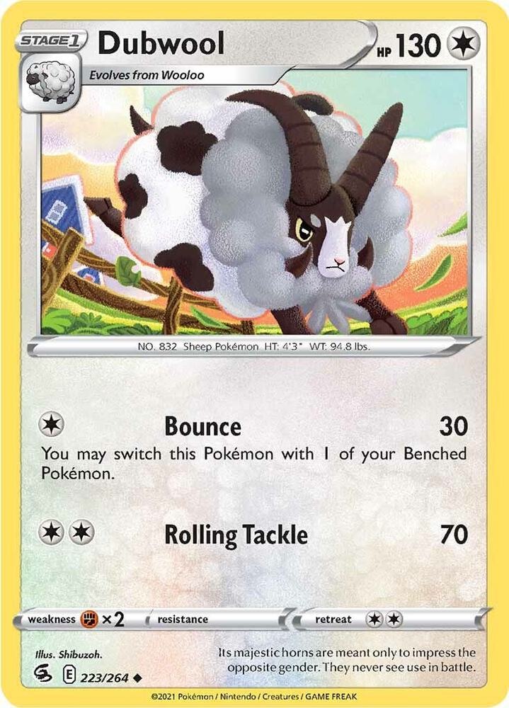 Dubwool 223/264 Reverse Holofoil — Fusion Strike Pokémon card