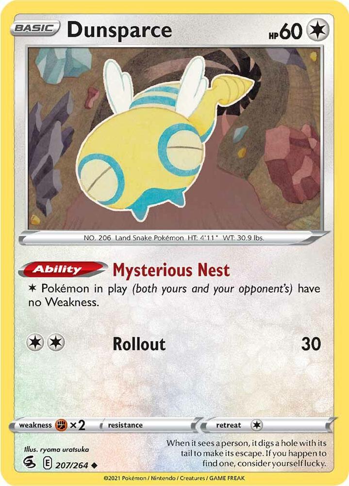Dunsparce 207/264 — Fusion Strike Pokémon card