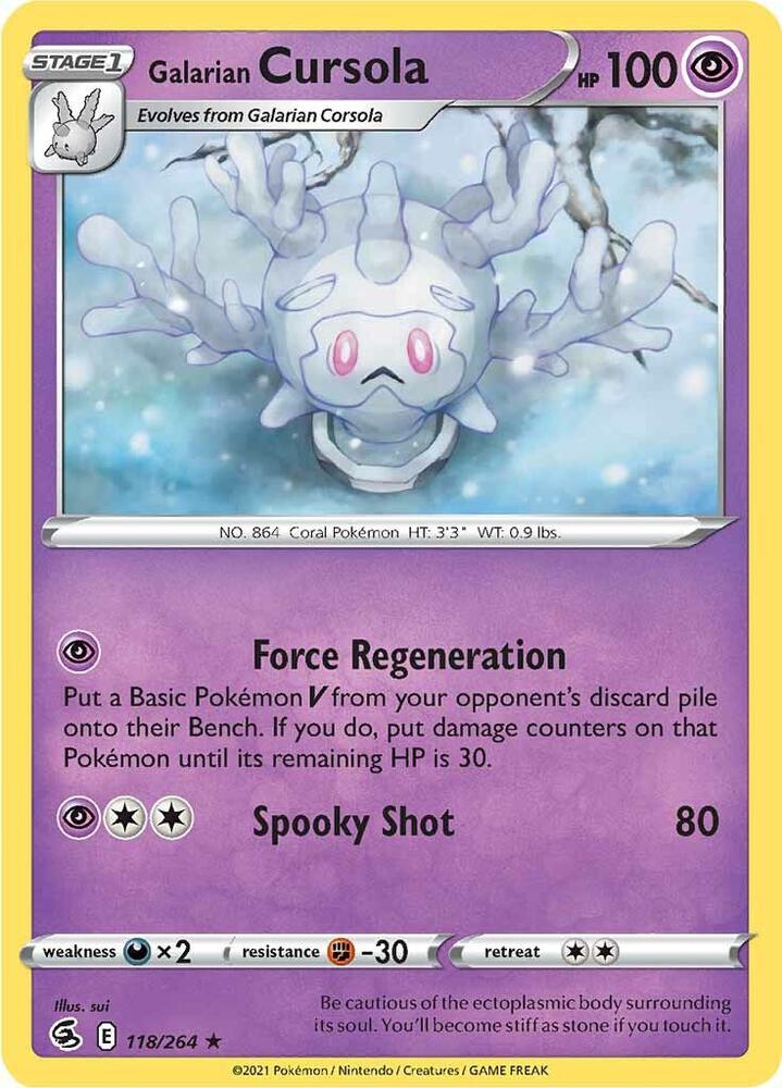 Galarian Cursola 118/264 — Fusion Strike Pokémon card