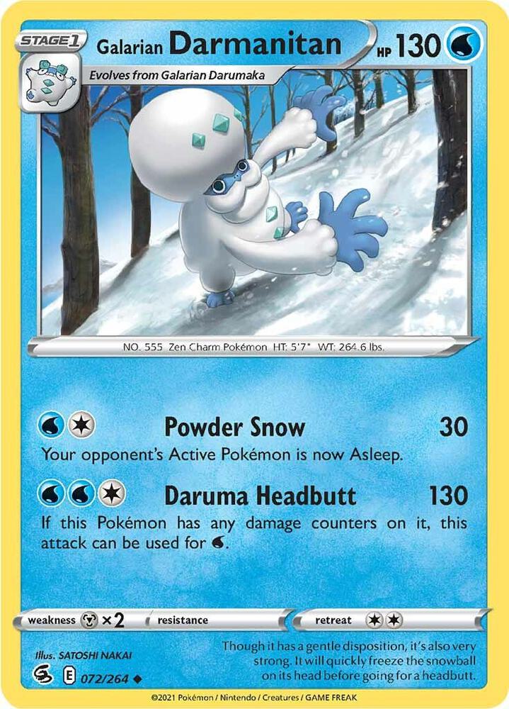 Galarian Darmanitan 072/264 — Fusion Strike Pokémon card