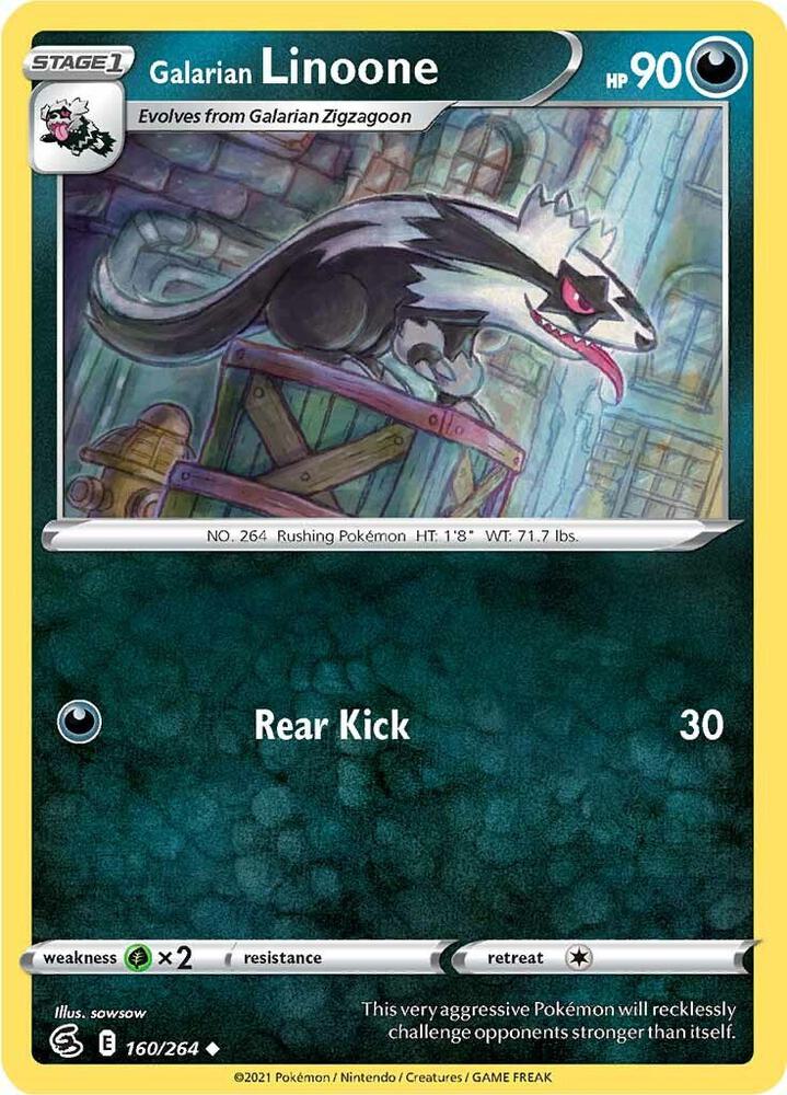 Galarian Linoone 160/264 Reverse Holofoil — Fusion Strike Pokémon card