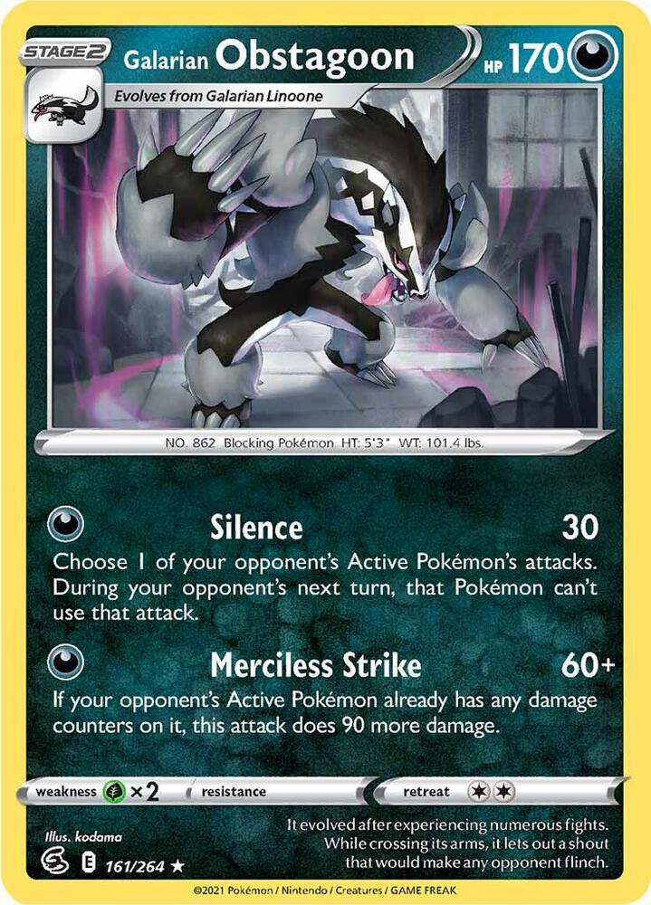 Pokemon - Fusion Strike - Galarian Obstagoon - 161/264 - Reverse Holofoil