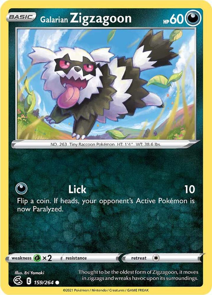 Galarian Zigzagoon 159/264 — Fusion Strike Pokémon card