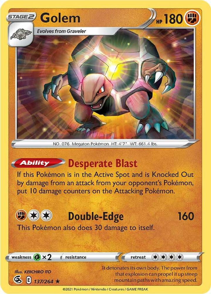 Golem 137/264 — Fusion Strike Pokémon card