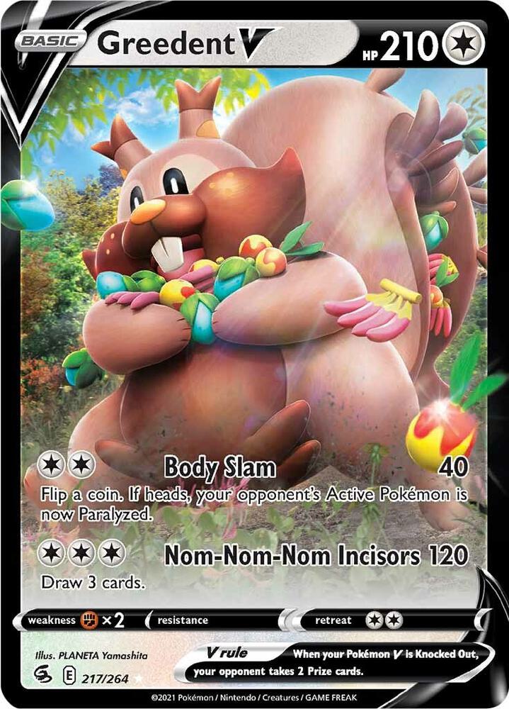 Greedent V 217/264 Holofoil — Fusion Strike Pokémon card