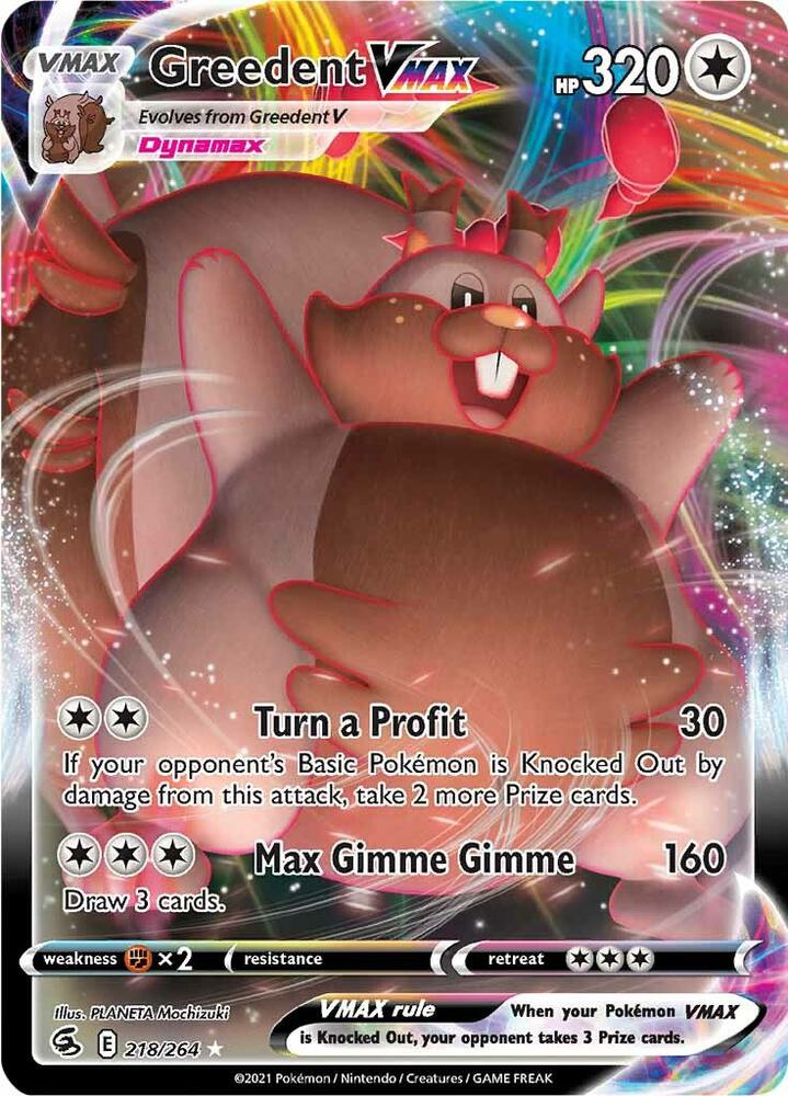 Greedent VMAX 218/264 Holofoil — Fusion Strike Pokémon card